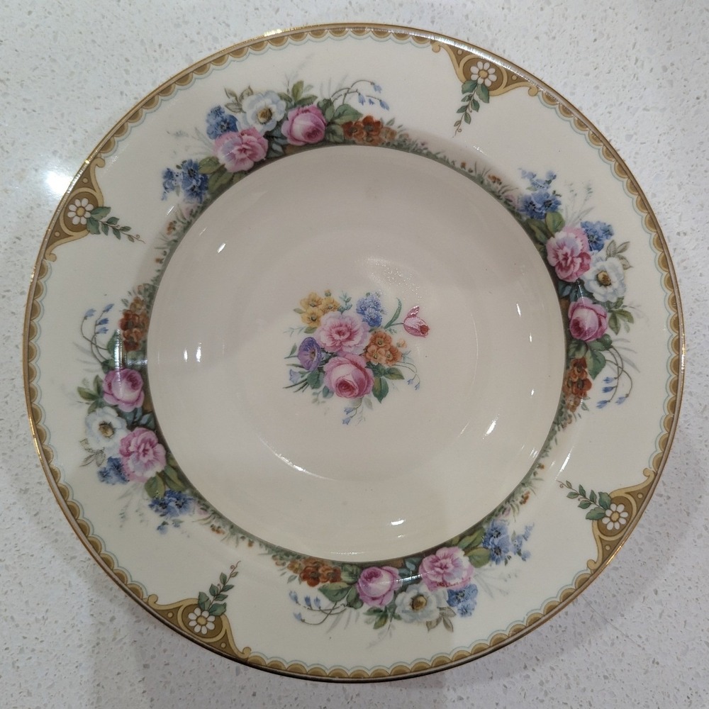 Rosenthal Valeria Soup Bowls Cream Floral Gold Trim Set of 4 7.5in